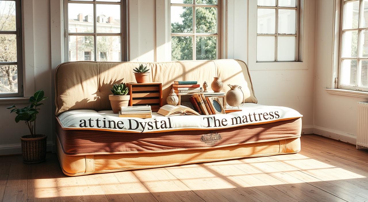 Cozy, sunlit room featuring a mattress couch adorned with books and plants, creating a relaxed reading nook.