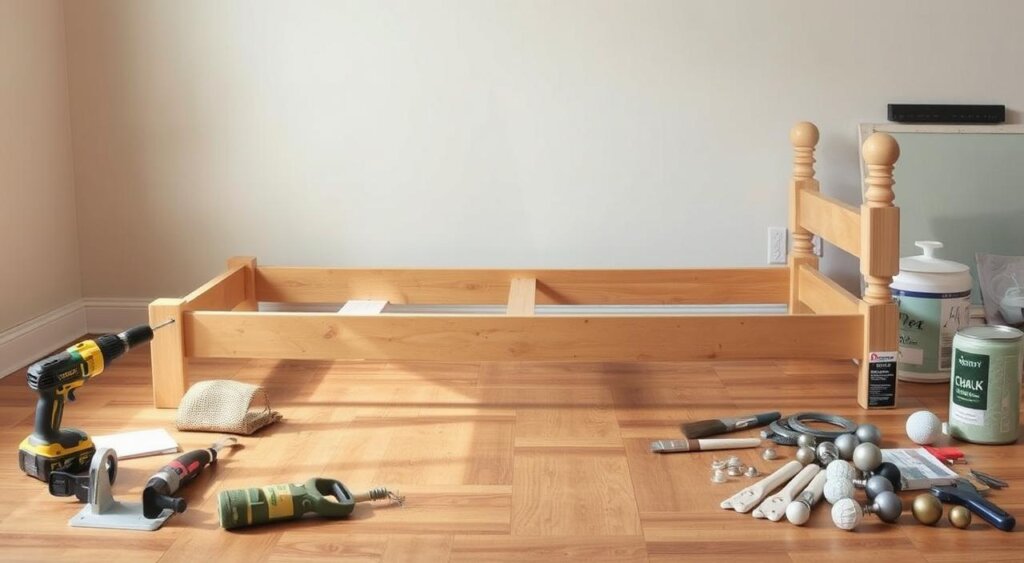 bed frame upcycling tools and materials